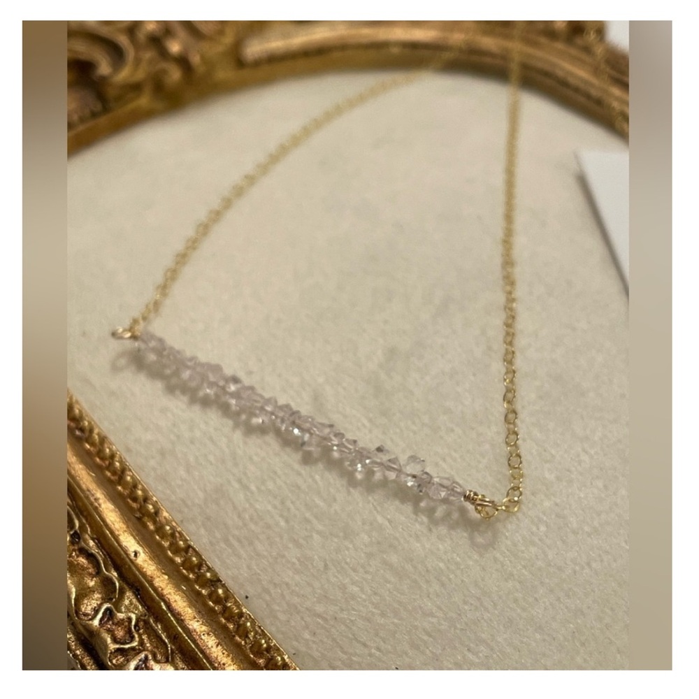 Herkimer Diamond Bar Necklace | Raw Stone Necklace